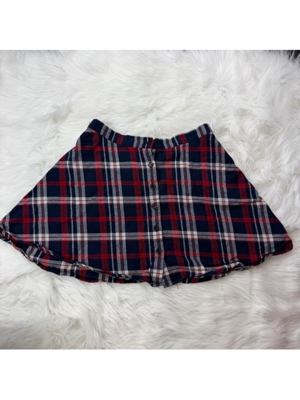 Plaid Button-Front Skirt
